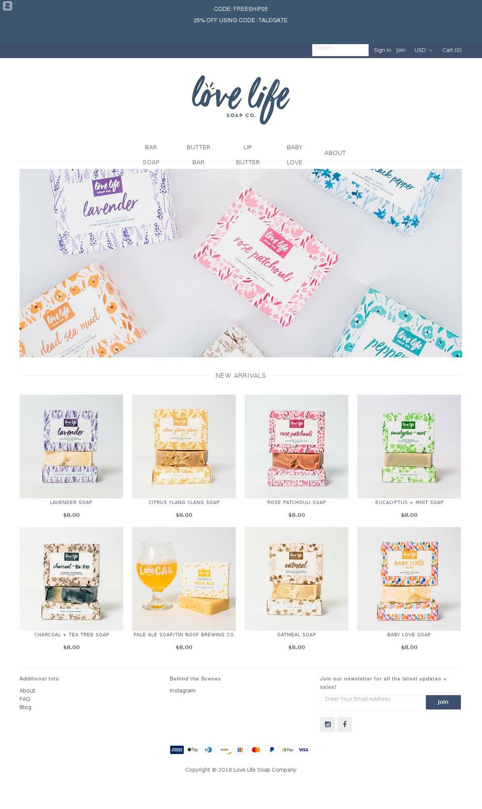 lovelifesoapco.com shopify website screenshot