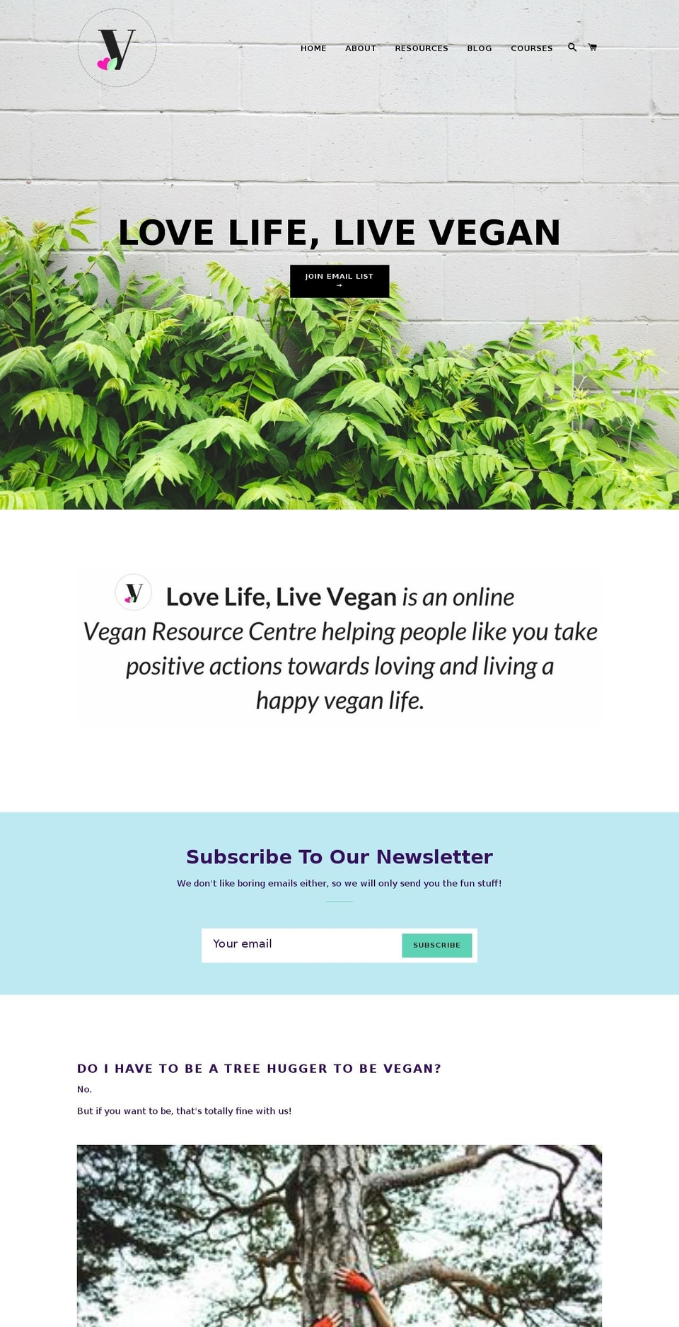 lovelifevegan.org shopify website screenshot