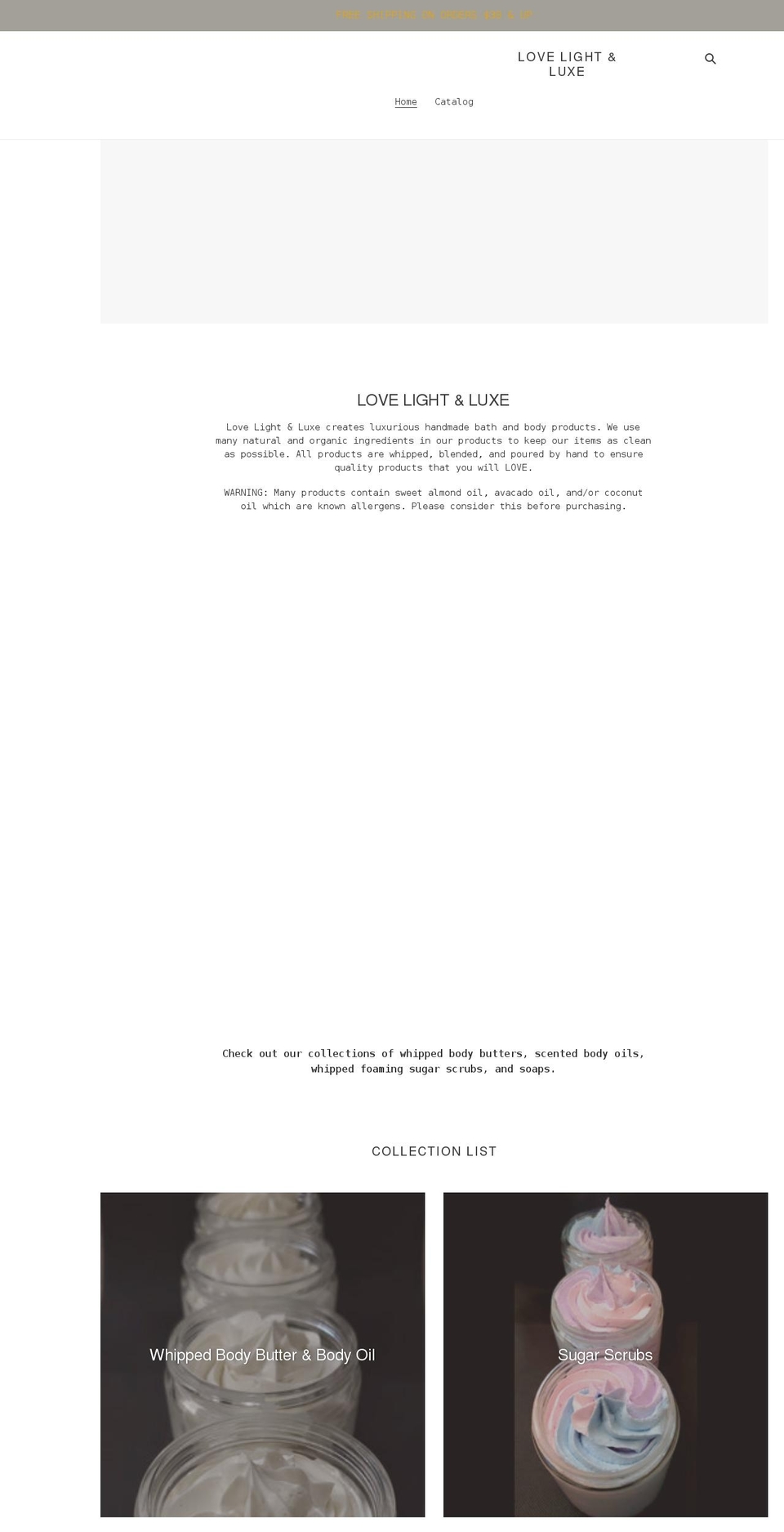 lovelightluxury.com shopify website screenshot