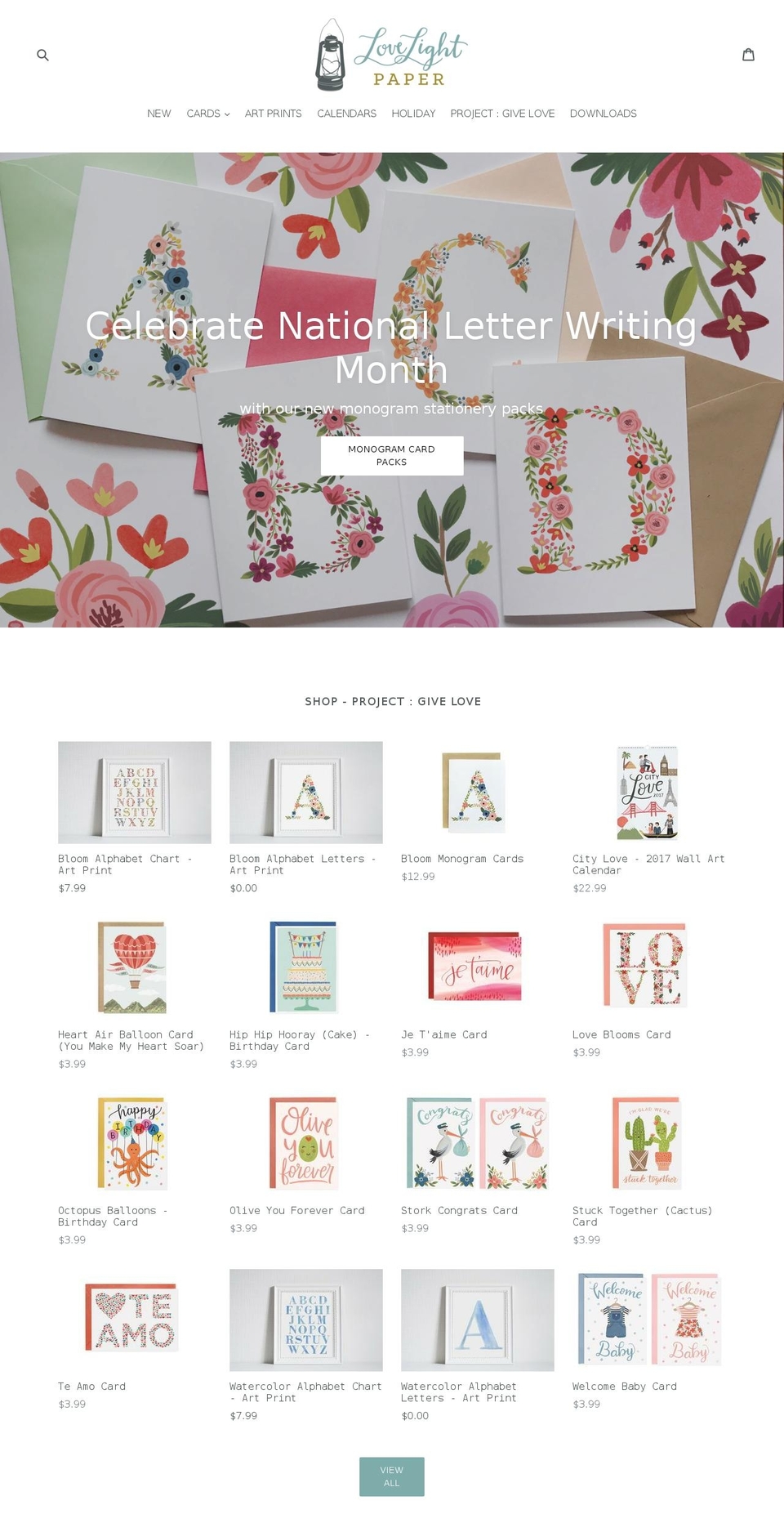 lovelightpaper.com shopify website screenshot