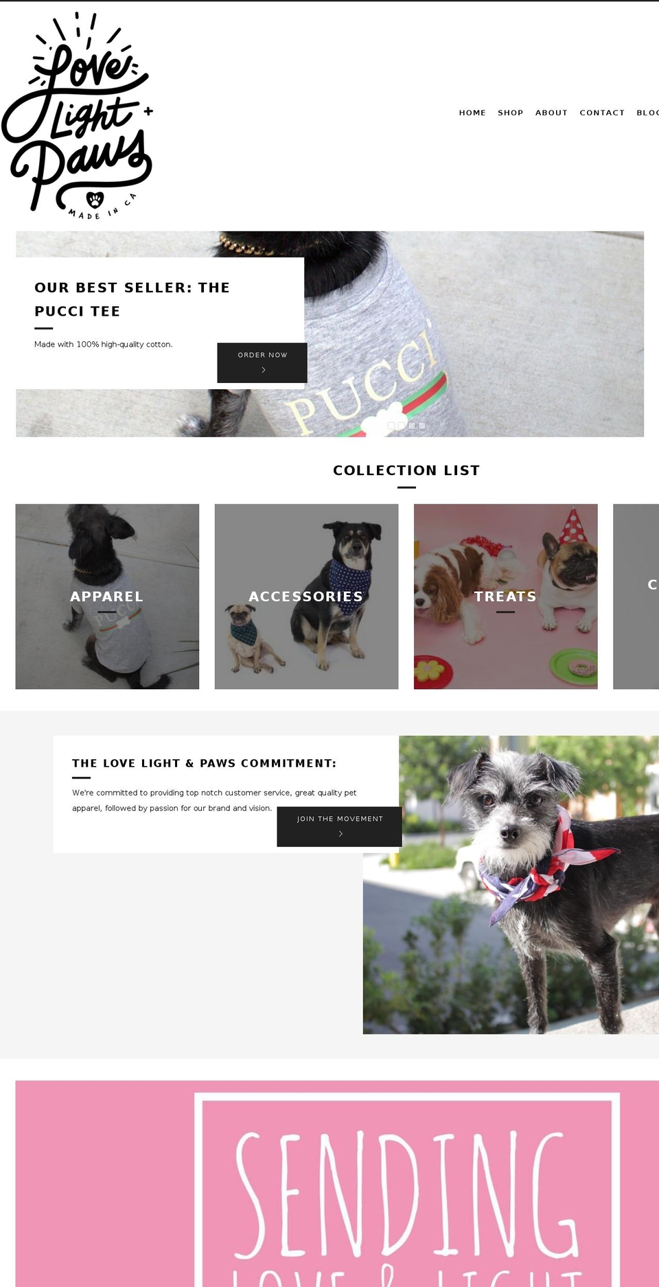 lovelightpaws.com — Shopify storefront screenshot