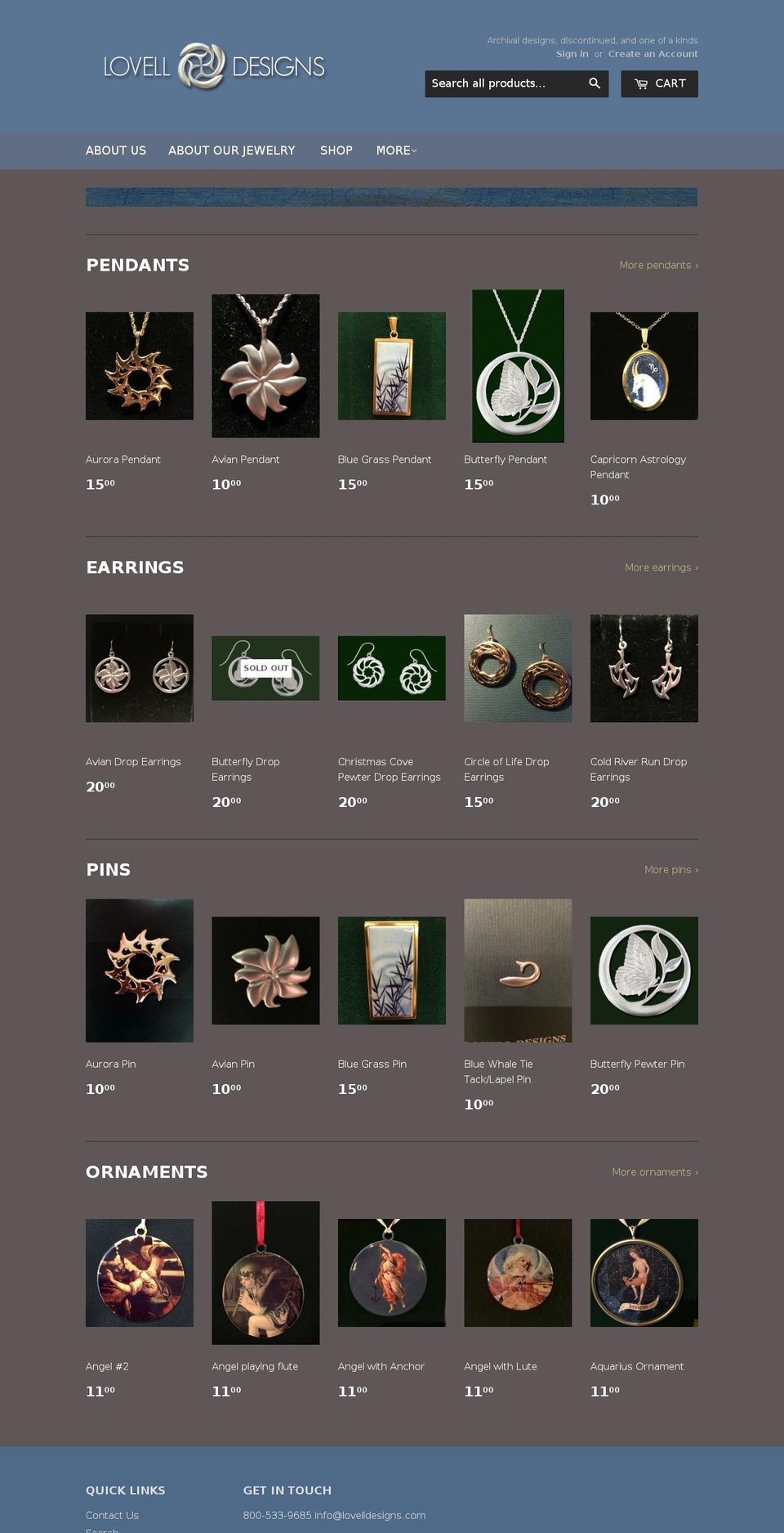 lovelldesignsarchival.com — Shopify storefront screenshot
