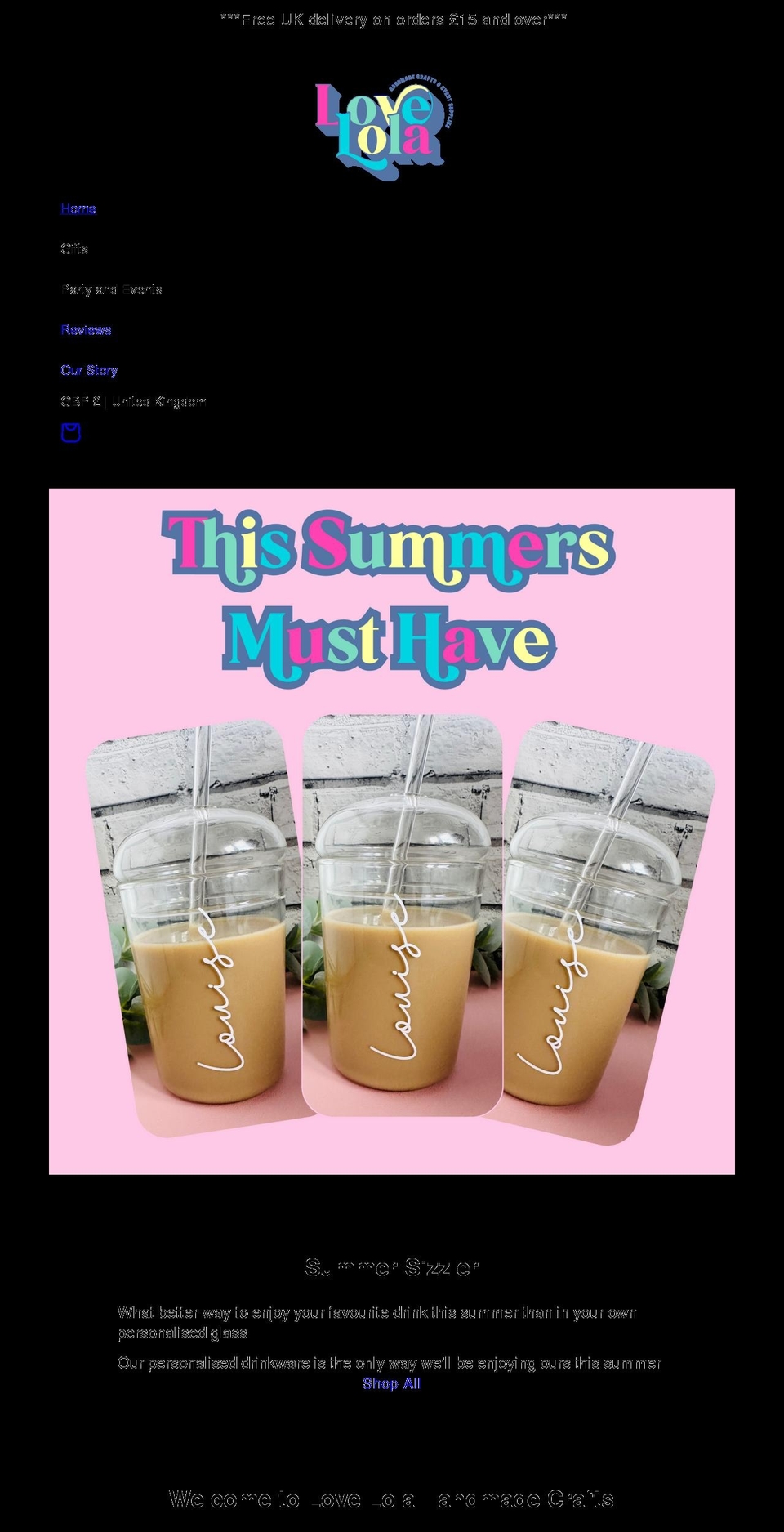 lovelolahandmadecrafts.com shopify website screenshot