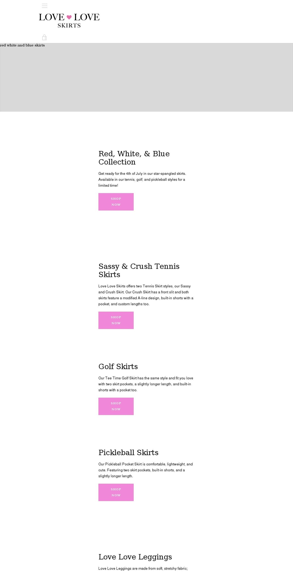 loveloveskirts.com shopify website screenshot