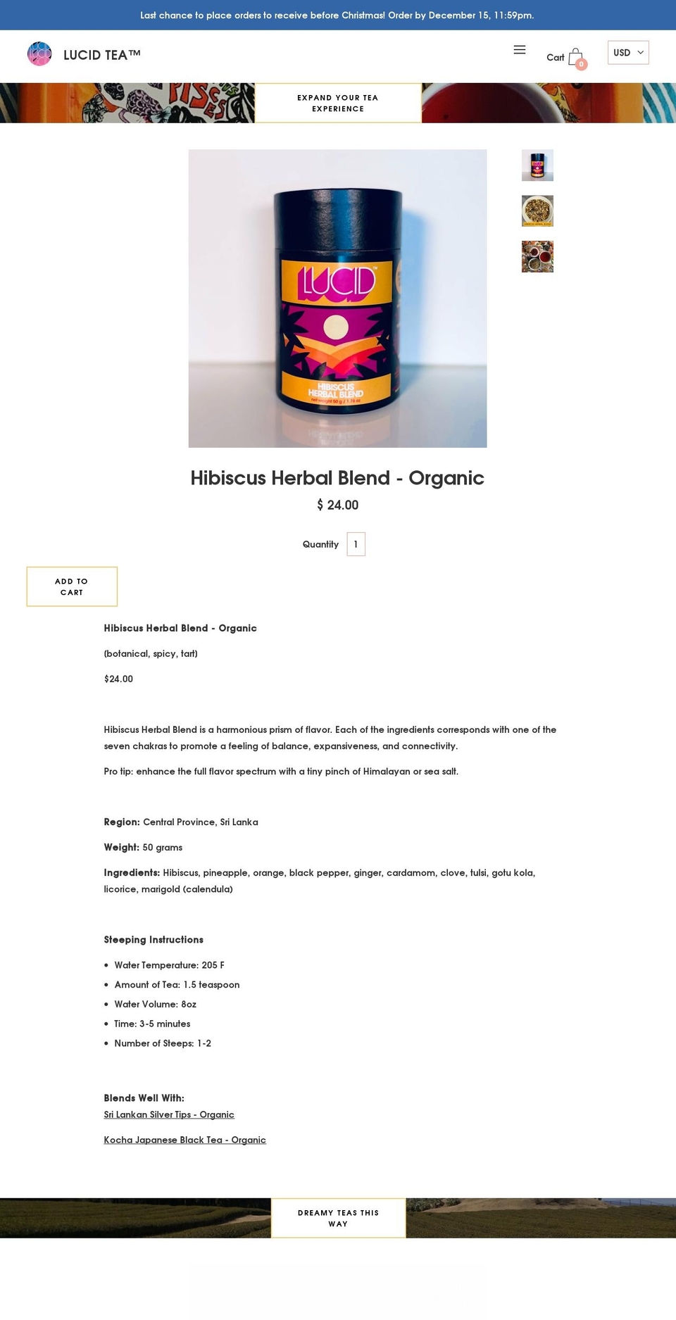 lovelucidtea.com shopify website screenshot