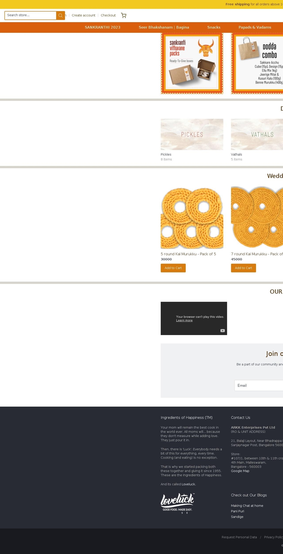 loveluckfoods.com shopify website screenshot