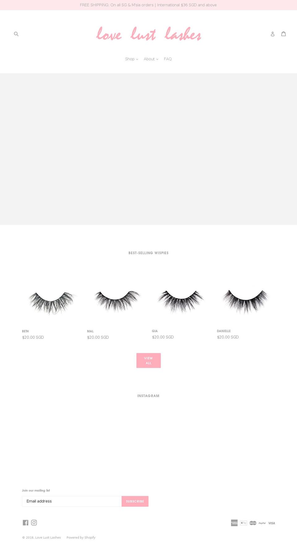 lovelustlashes.com — Shopify storefront screenshot