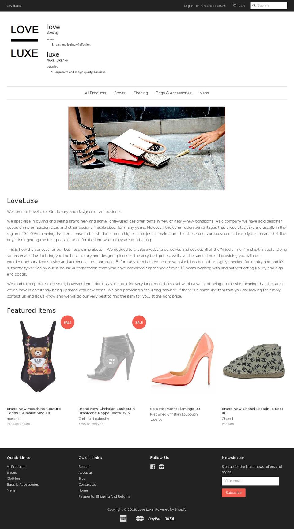 loveluxe.co.uk shopify website screenshot