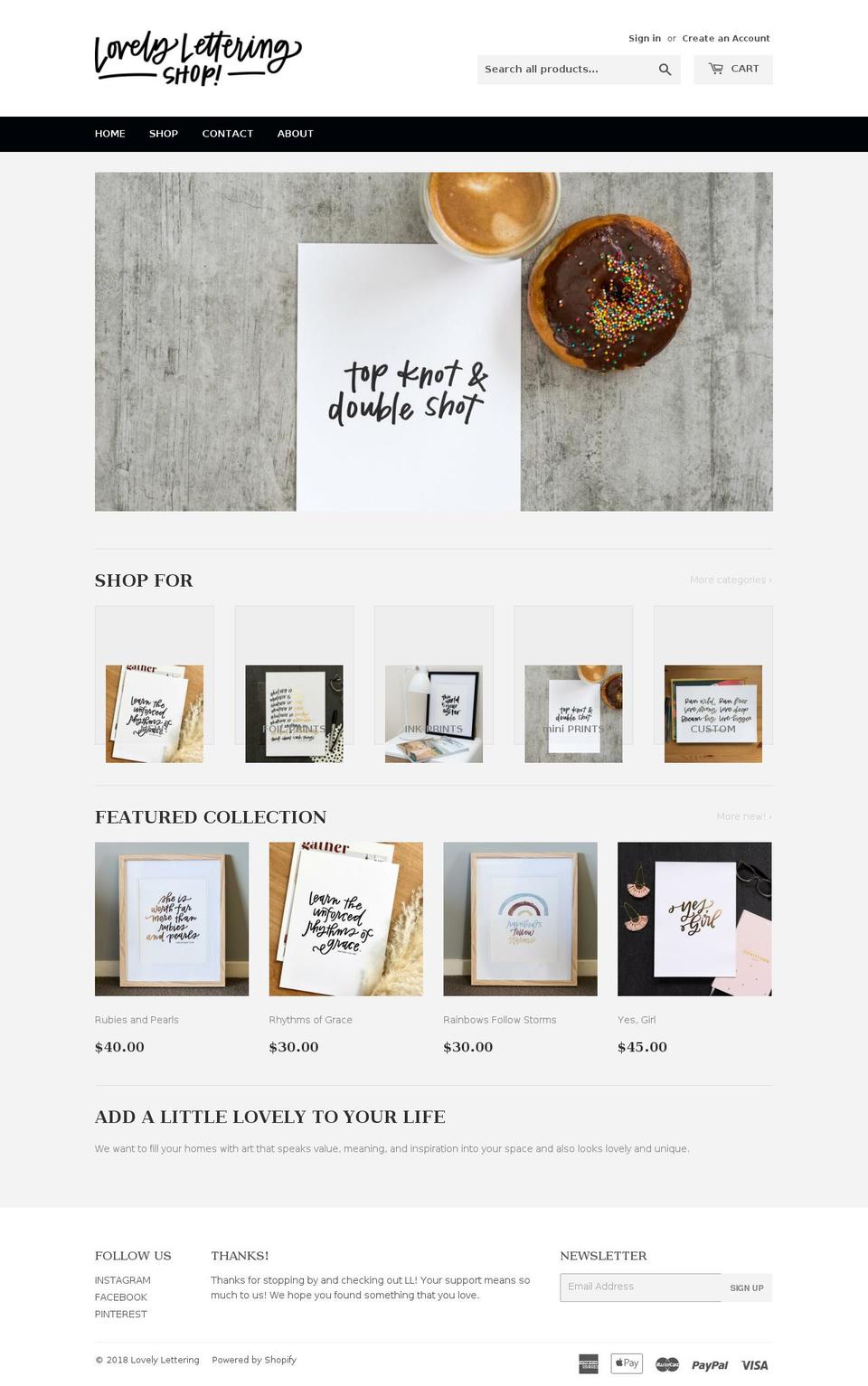 lovely-lettering.com shopify website screenshot