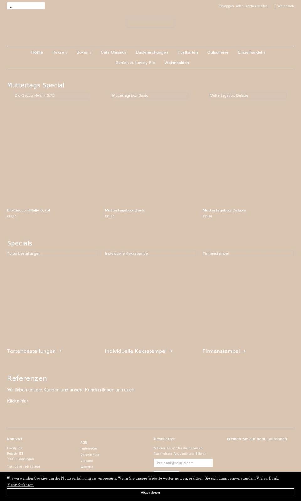 lovely-pie-shop.com shopify website screenshot