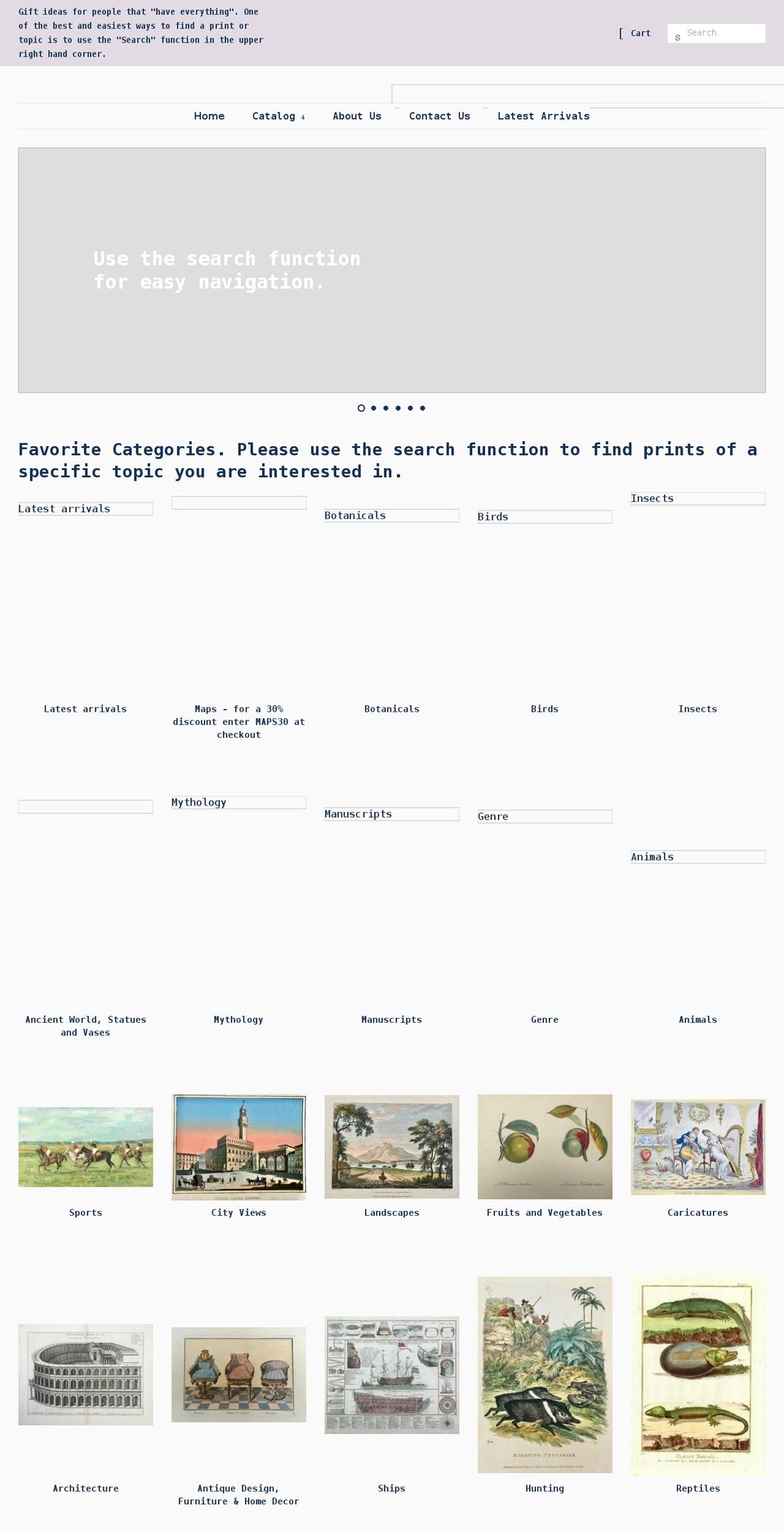 lovelyantiqueprints.com shopify website screenshot