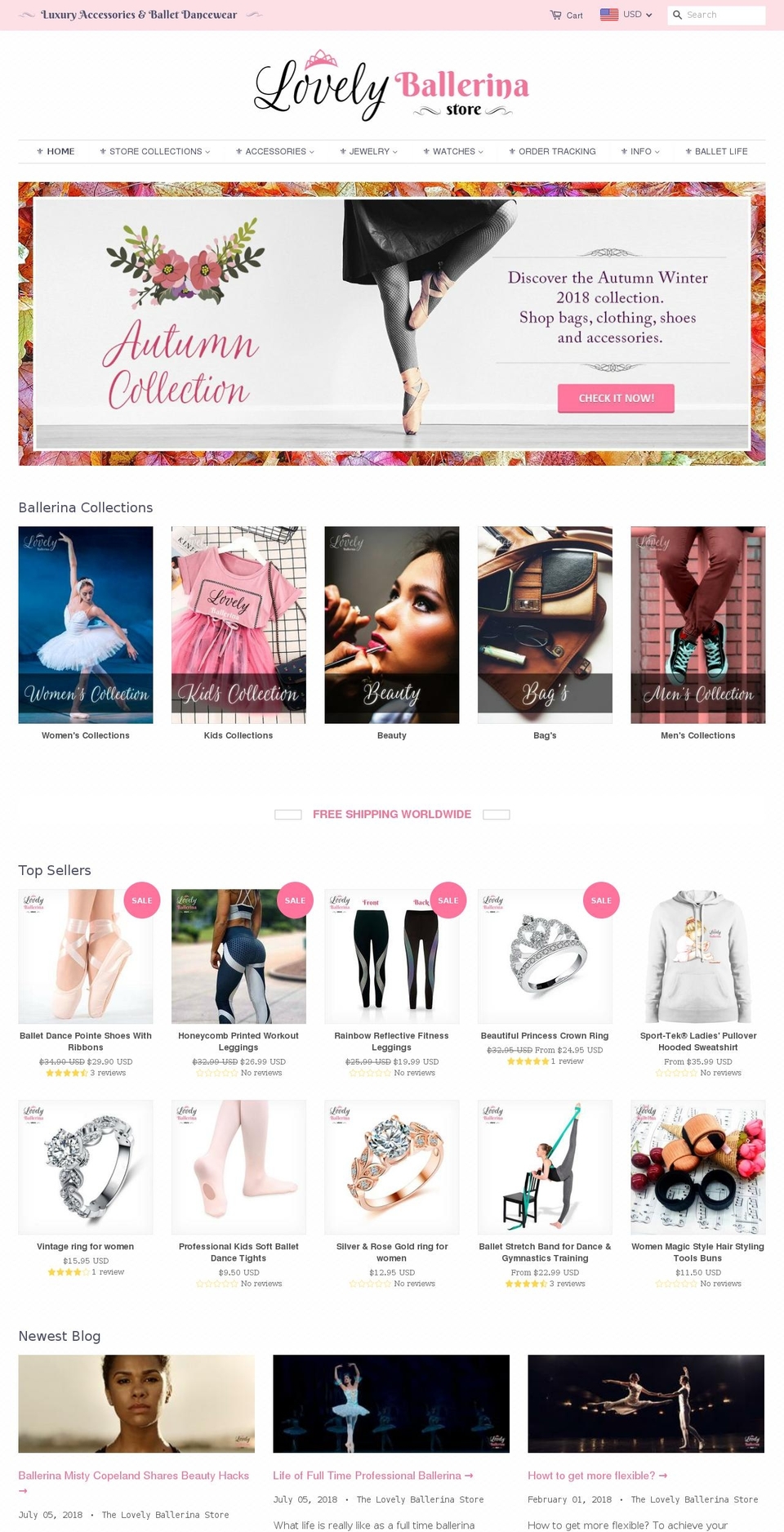 lovelyballerina.com — Shopify storefront screenshot