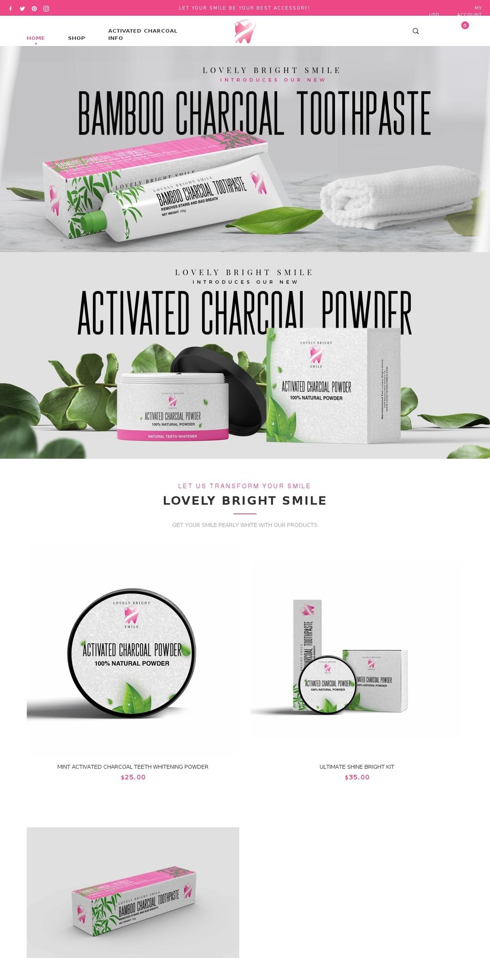 lovelybrightsmile.com shopify website screenshot