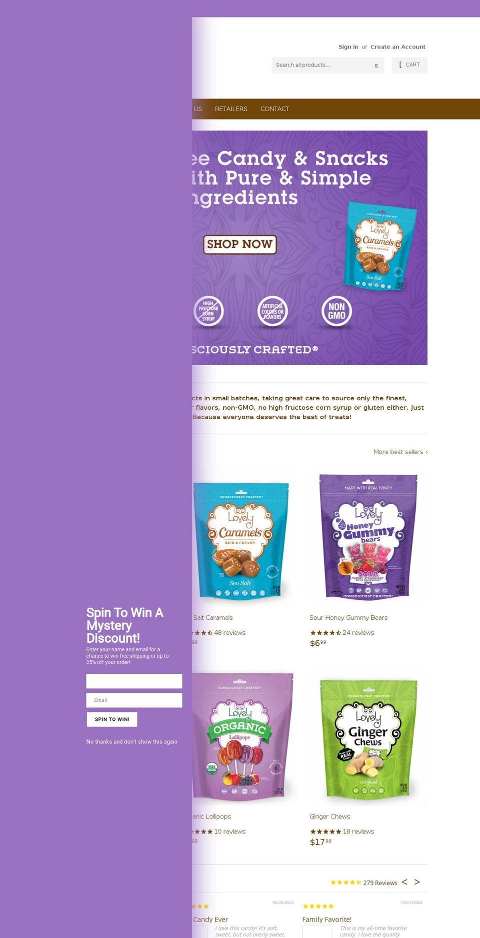 lovelycandystore.com shopify website screenshot