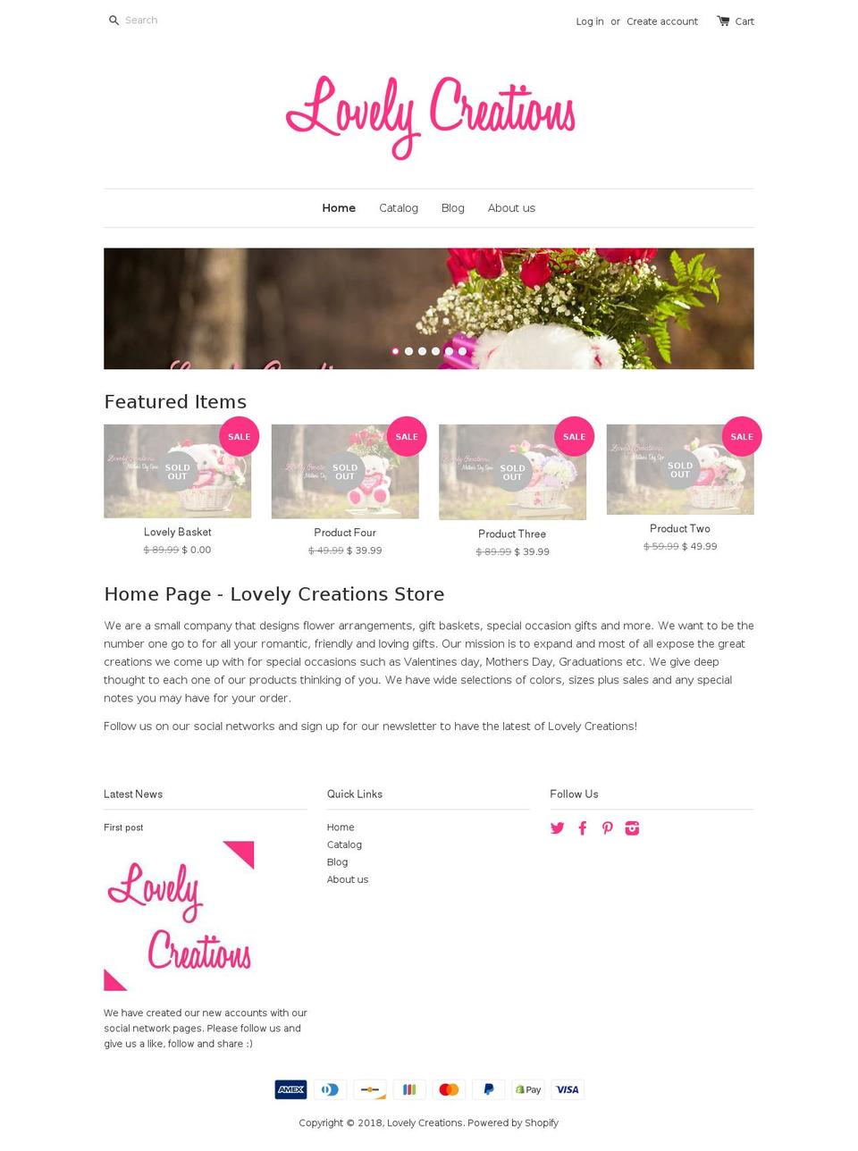 lovelycreationsstore.com — Shopify storefront screenshot