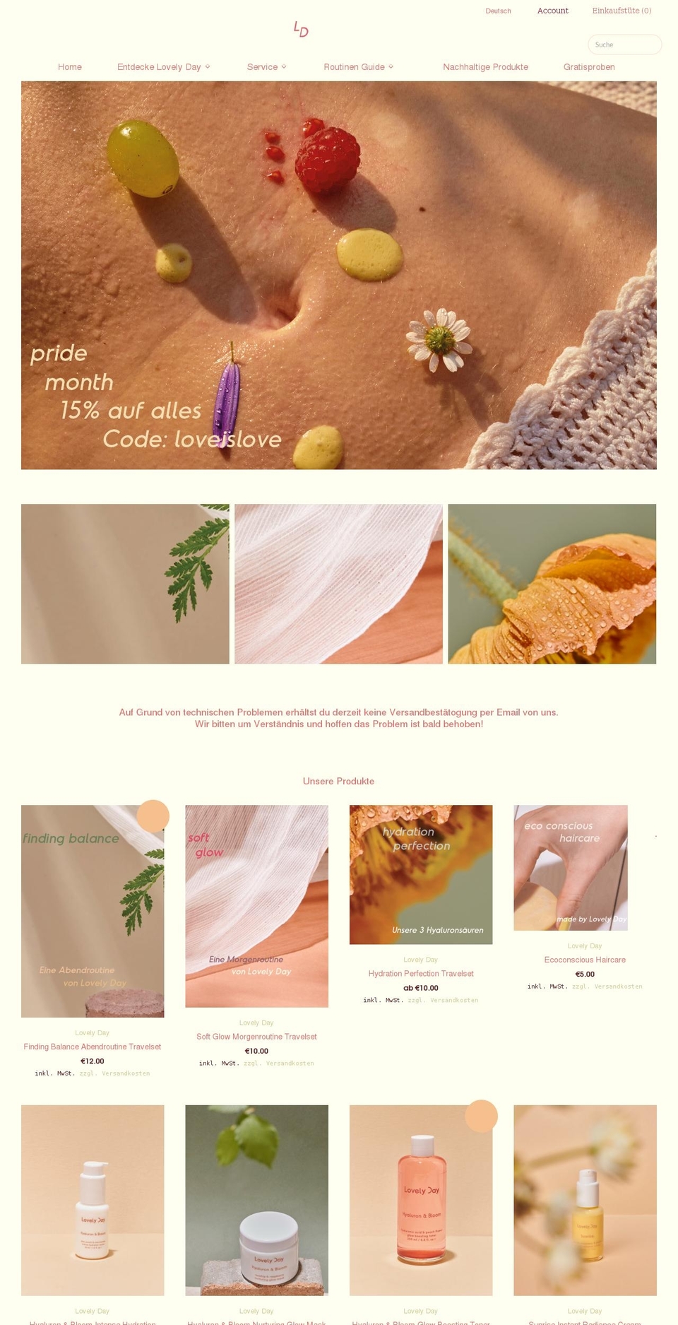 lovelyday.de shopify website screenshot