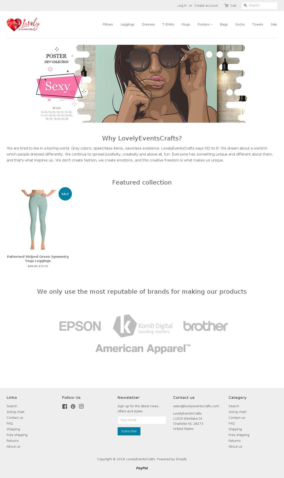 lovelyeventscrafts.com — Shopify storefront screenshot