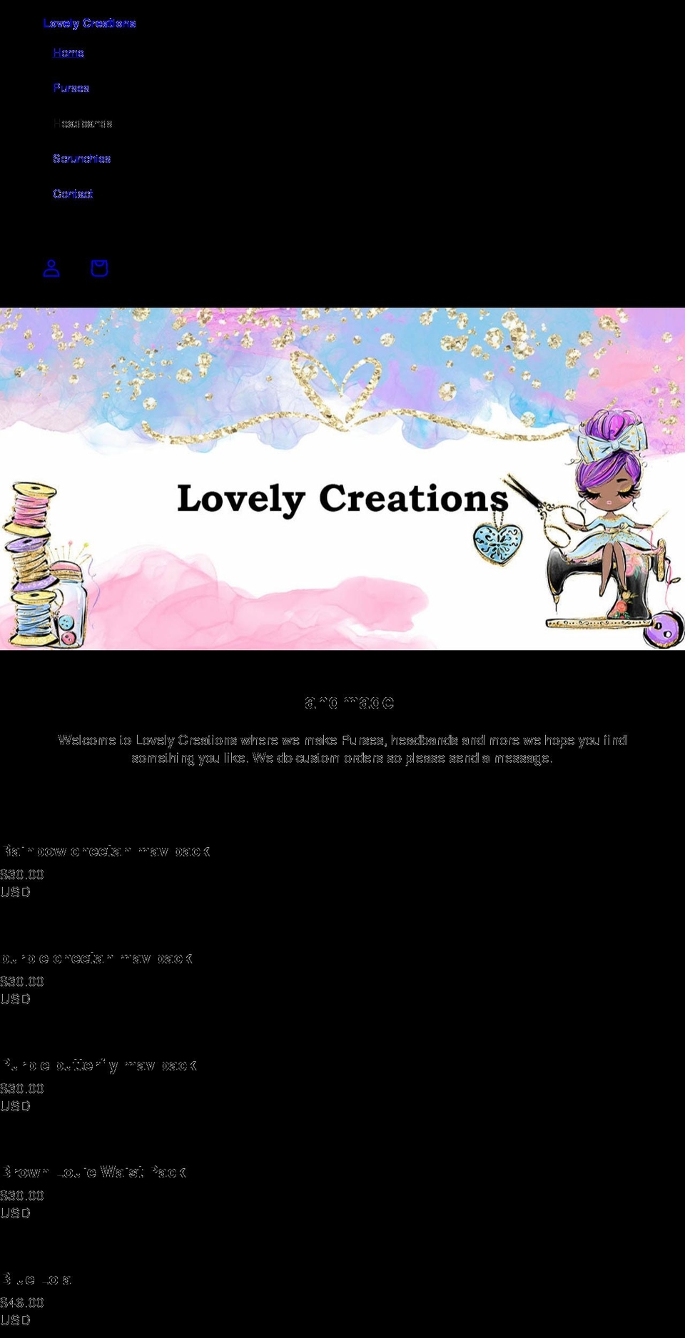 lovelyheadbands.com shopify website screenshot