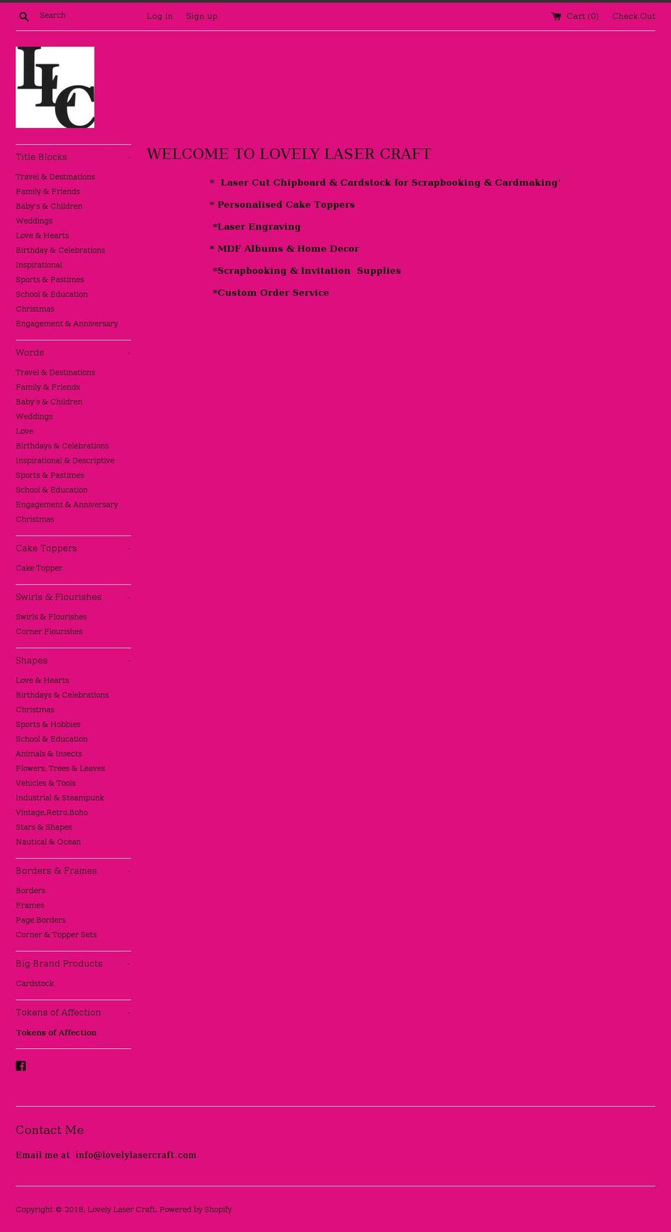 lovelylasercraft.com — Shopify storefront screenshot