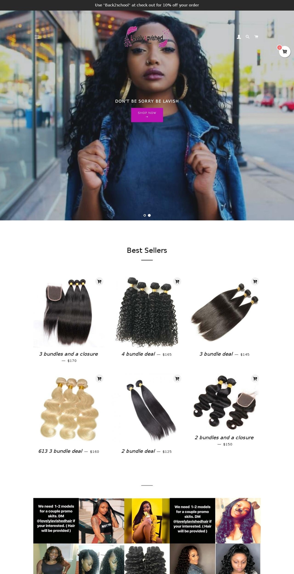 lovelylavishedhair.com — Shopify storefront screenshot