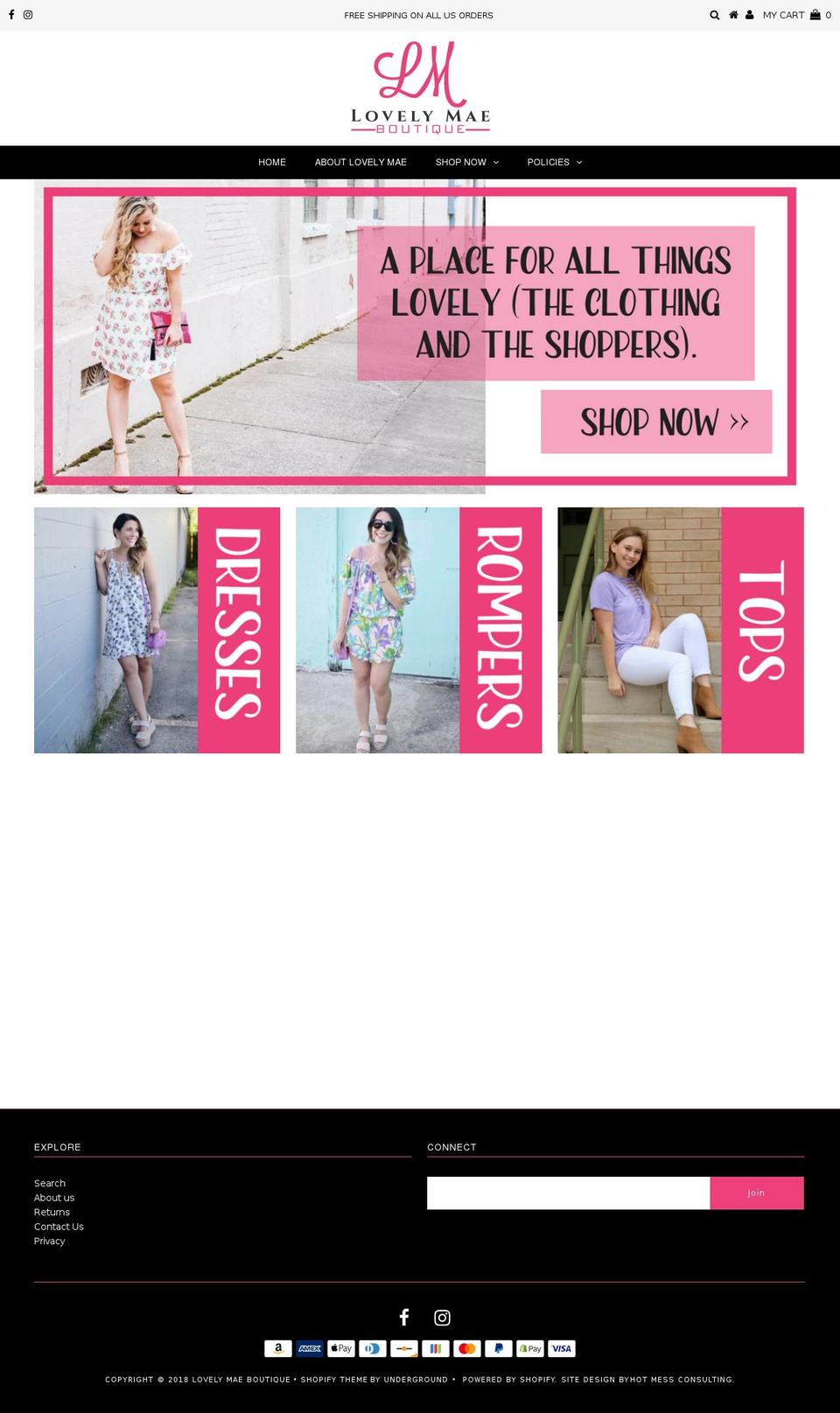 lovelymaeboutique.com shopify website screenshot