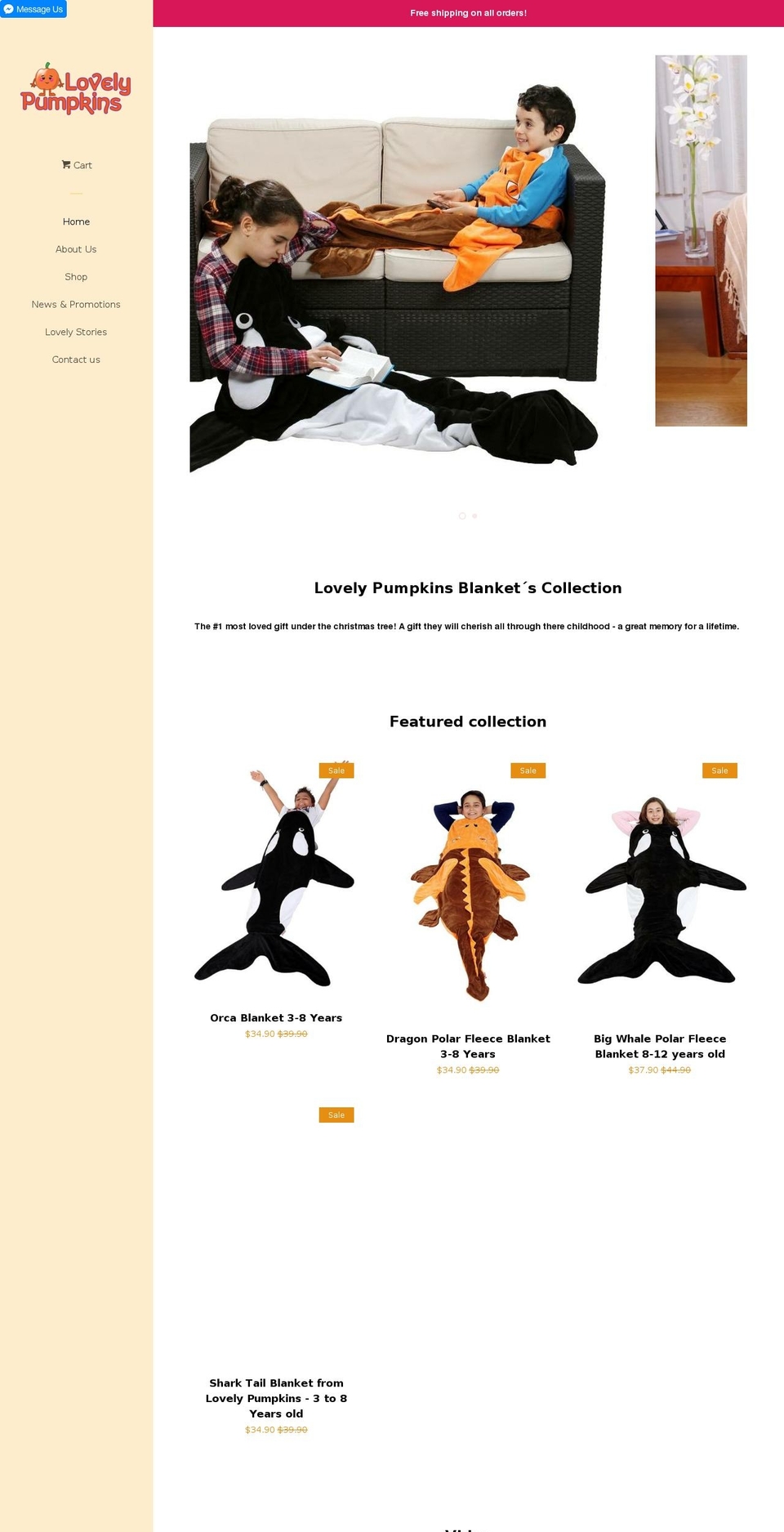 lovelypumpkins.com shopify website screenshot