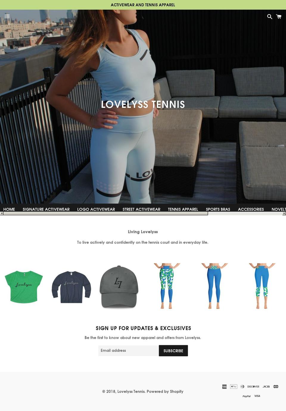 lovelysstennis.com — Shopify storefront screenshot