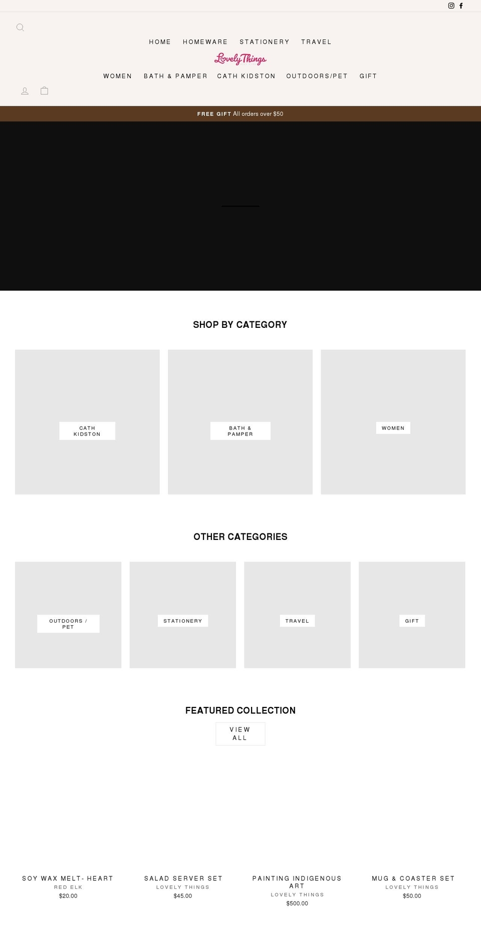 lovelythingsgifts.com.au shopify website screenshot