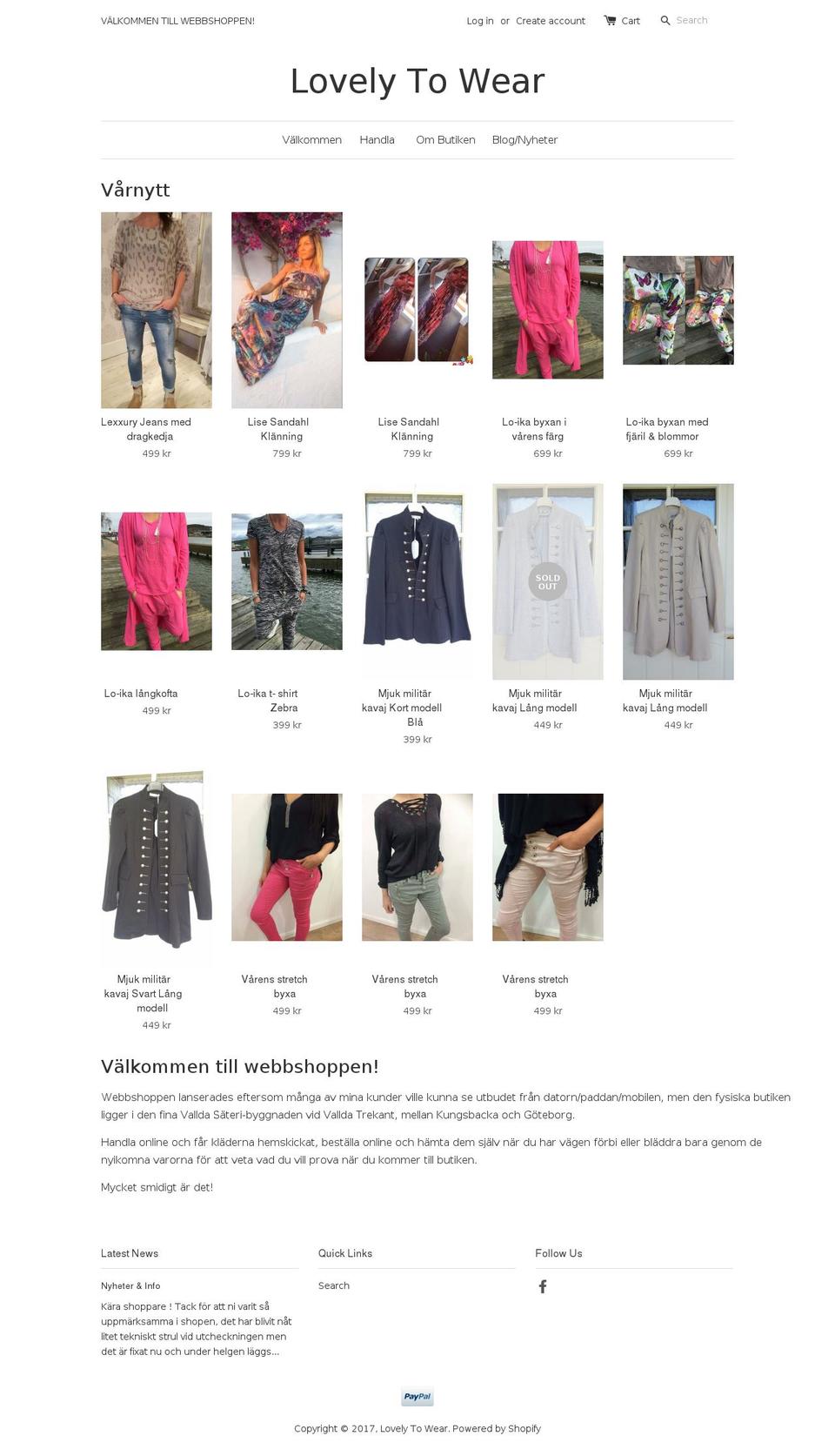 lovelytowear.se shopify website screenshot