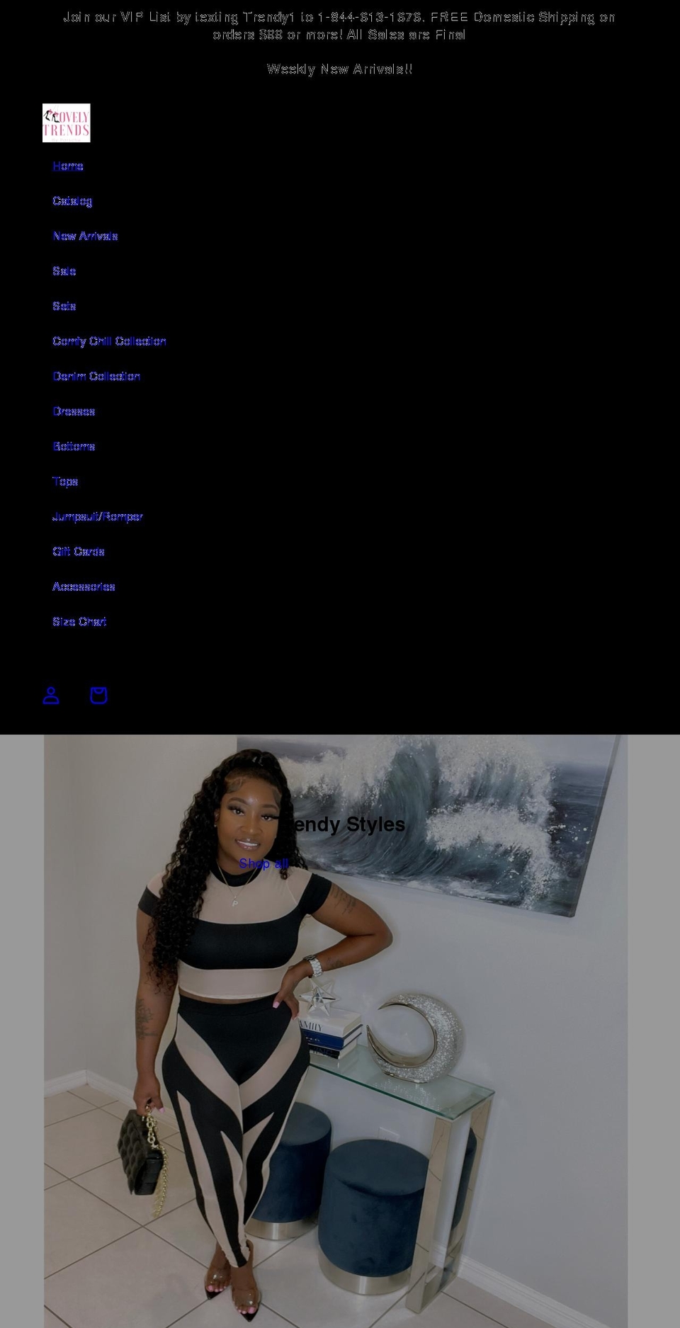 lovelytrendsboutique.com shopify website screenshot