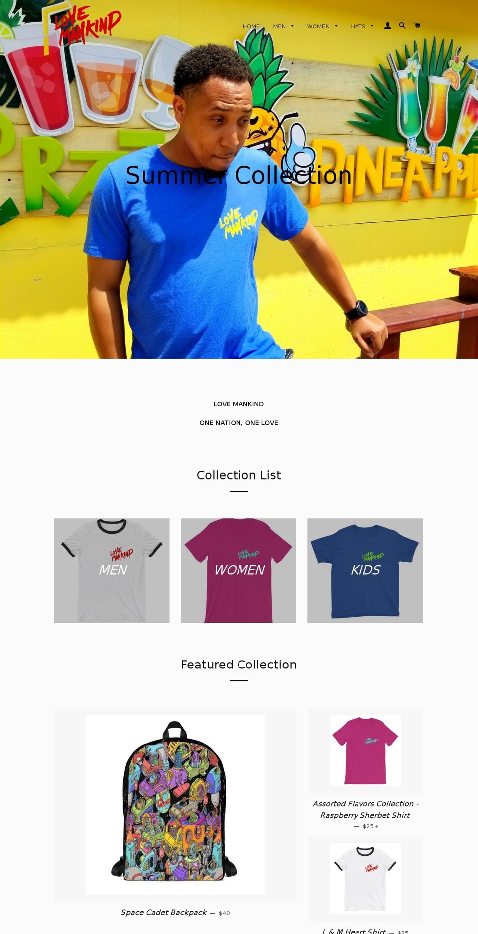 lovemankindapparel.com — Shopify storefront screenshot