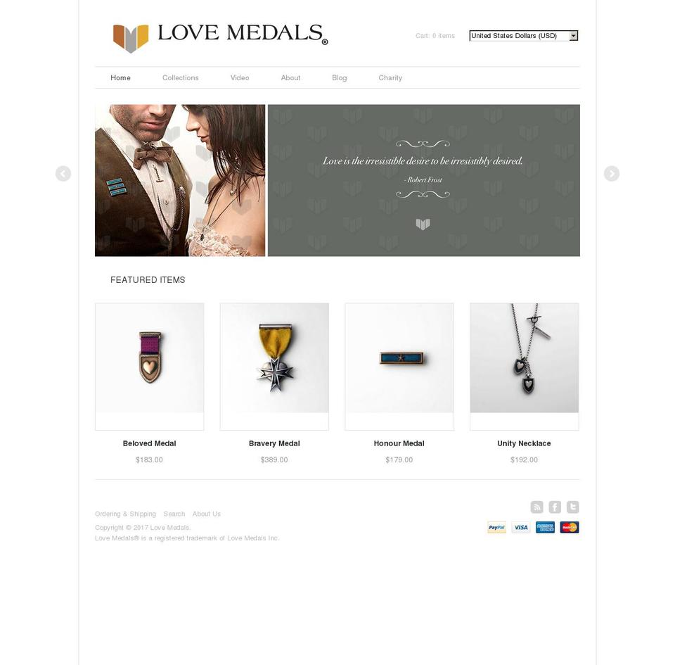 Minimo Shopify theme site example lovemedals.com