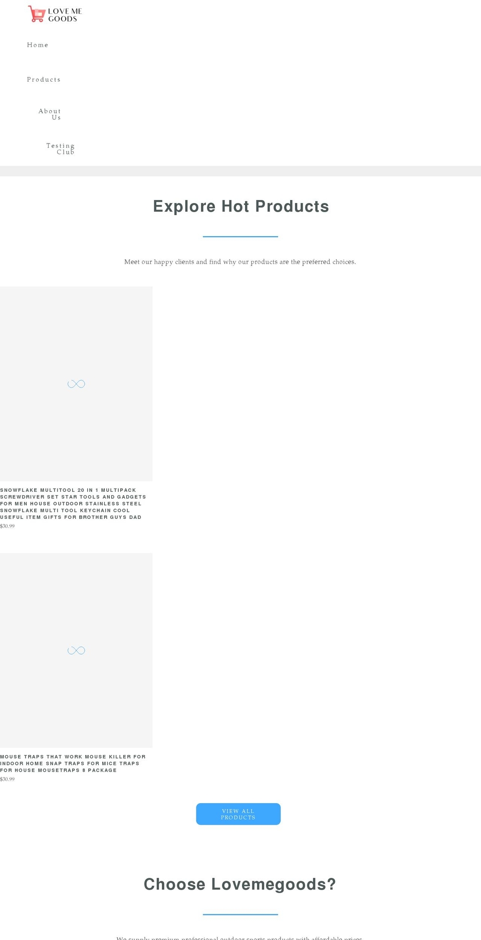 lovemegoods.com shopify website screenshot
