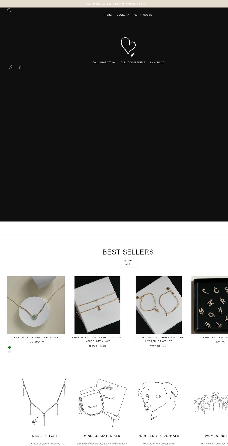 lovemeknotshi.com shopify website screenshot