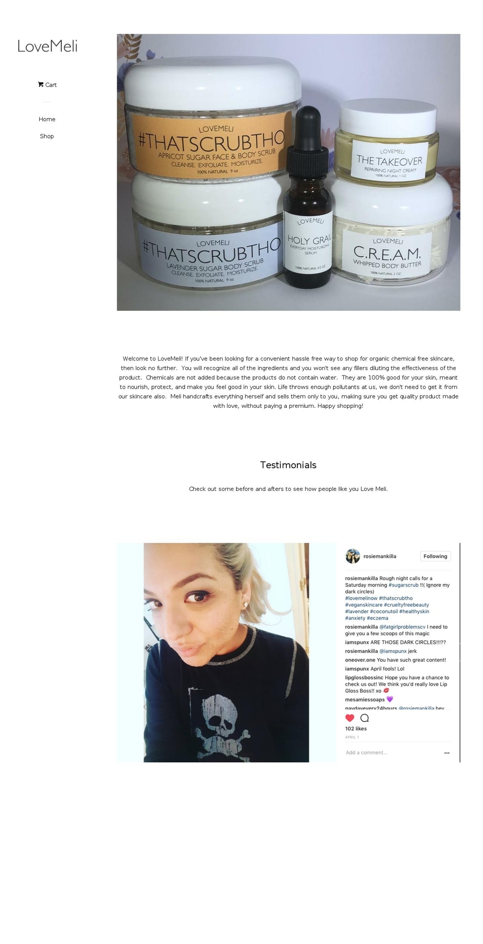 lovemeli.com — Shopify storefront screenshot