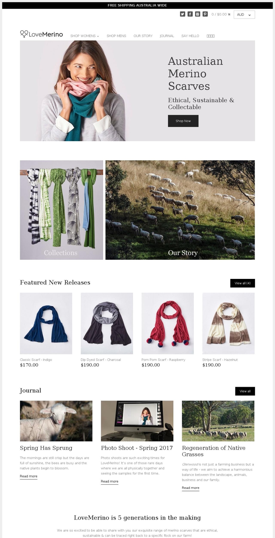 lovemerino.com.au shopify website screenshot