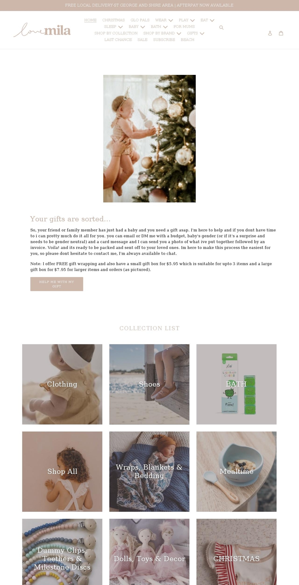 lovemila.com.au shopify website screenshot