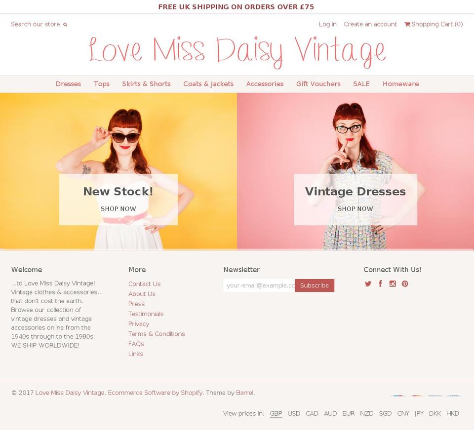 Weekend Shopify theme site example lovemissdaisy.com