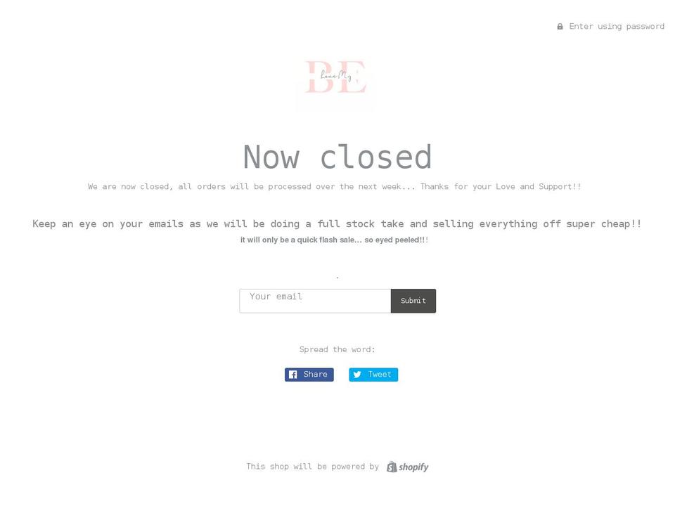 lovemybe.com — Shopify storefront screenshot