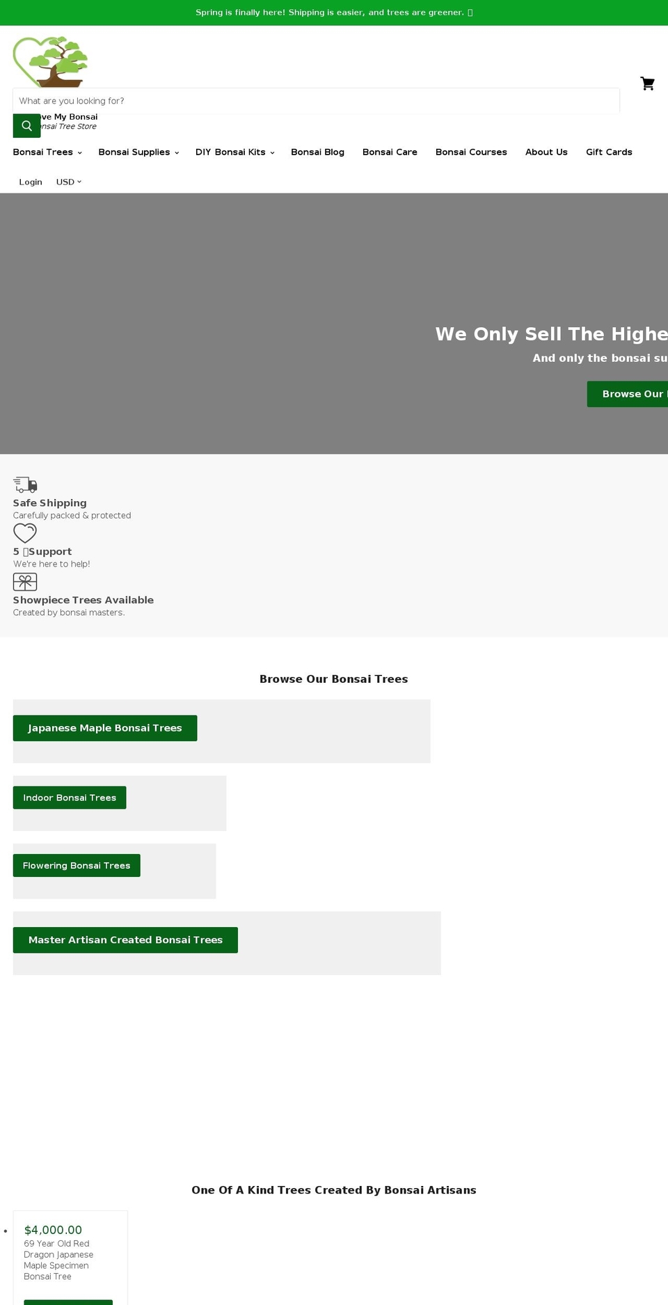 lovemybonsai.com shopify website screenshot