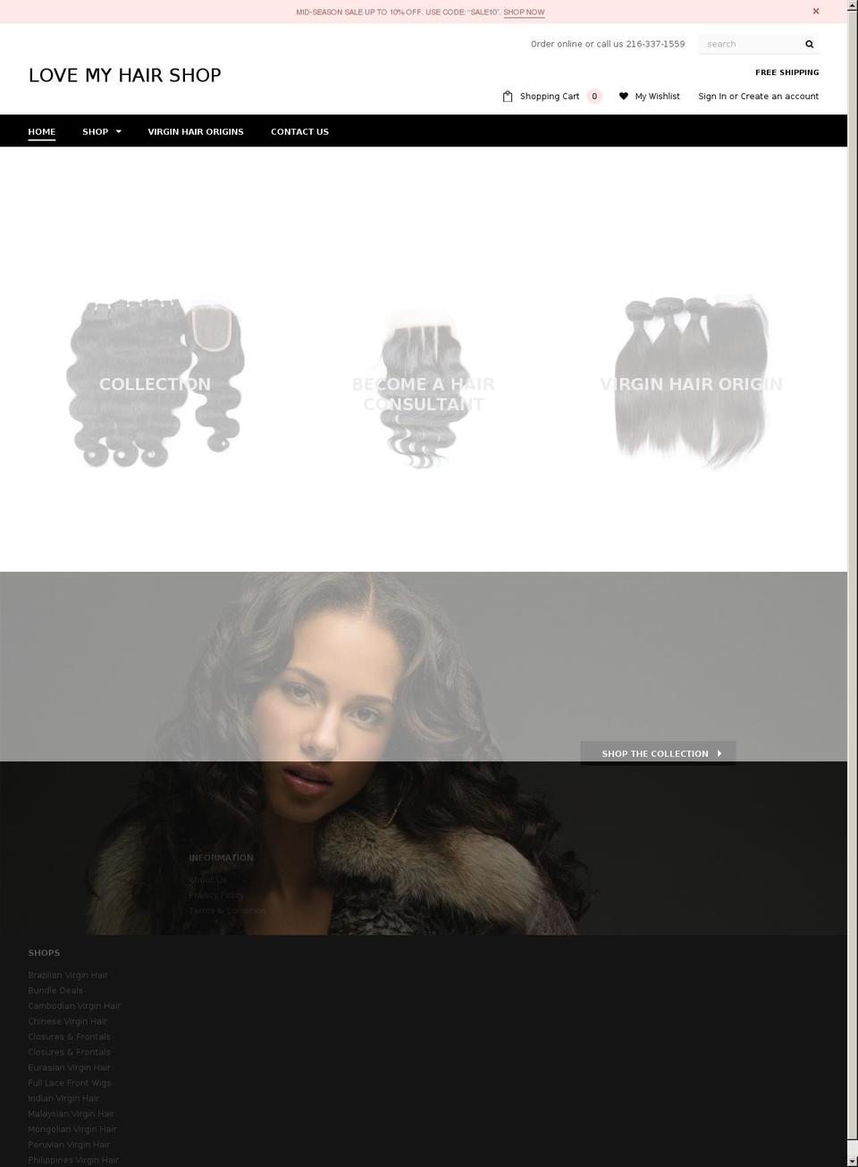 lovemyhairshop.com — Shopify storefront screenshot