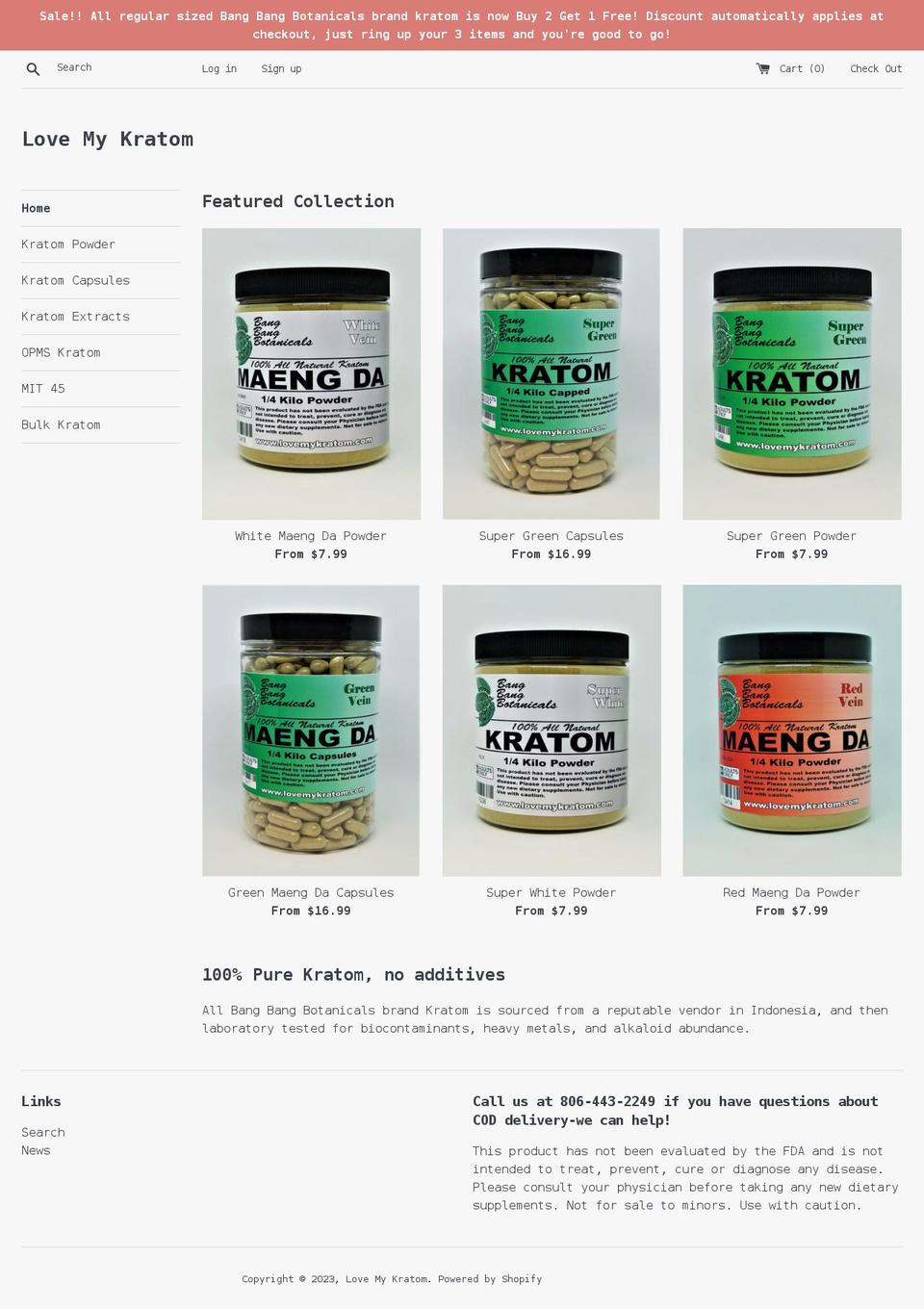 lovemykratom.com shopify website screenshot