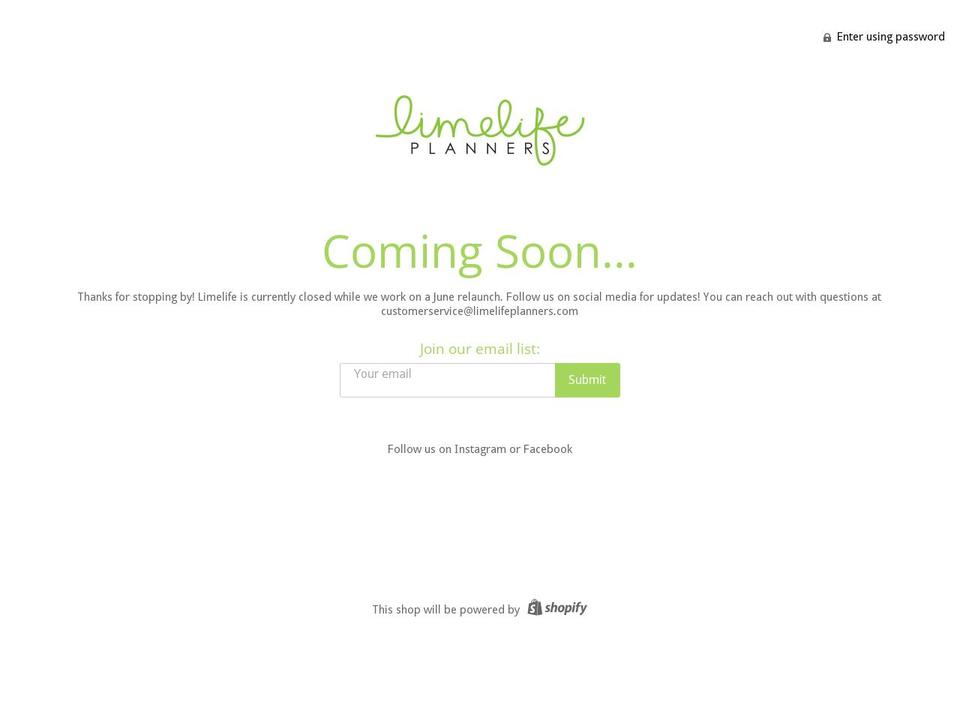 lovemylimelife.com — Shopify storefront screenshot