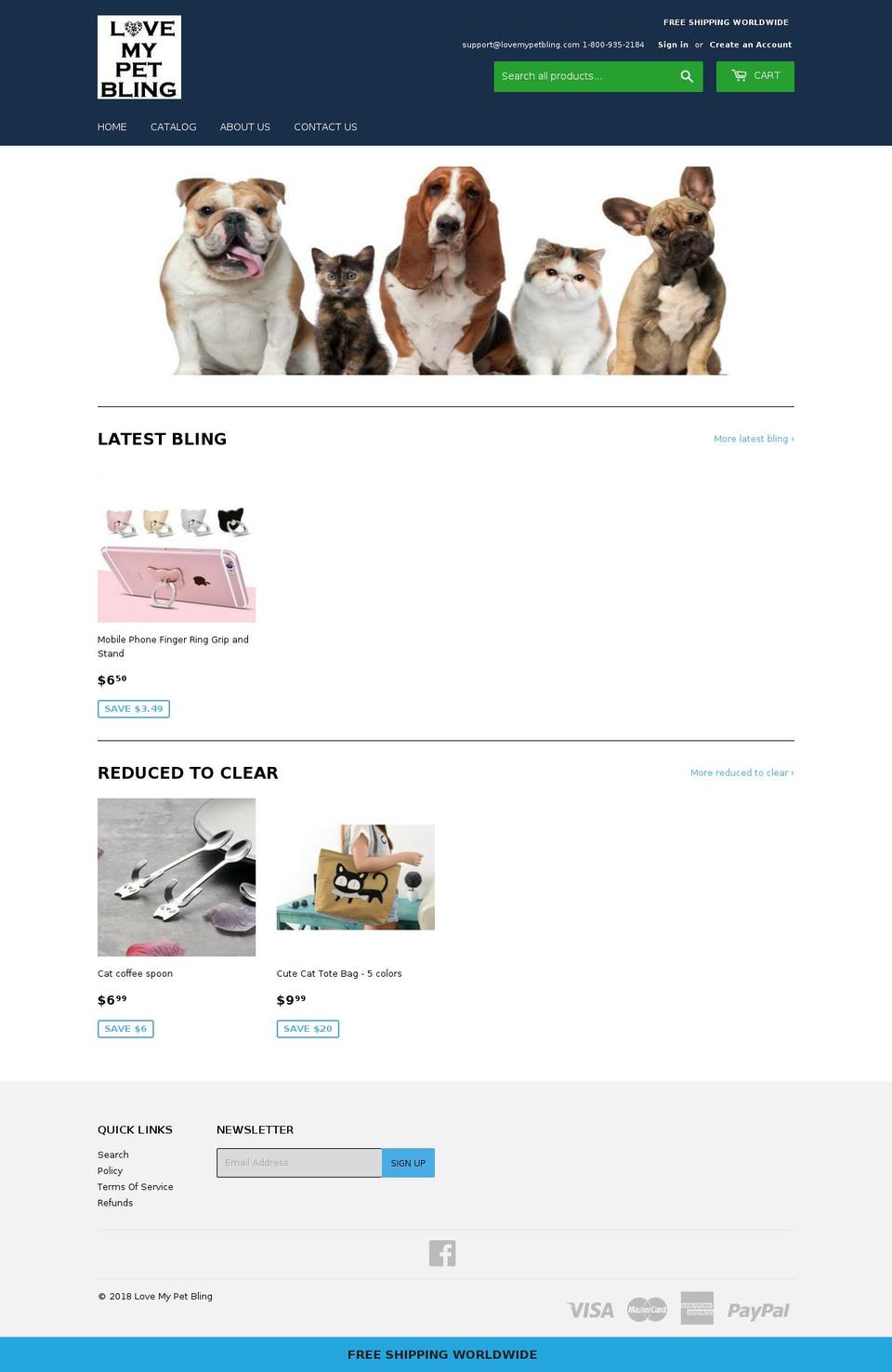lovemypetbling.com — Shopify storefront screenshot
