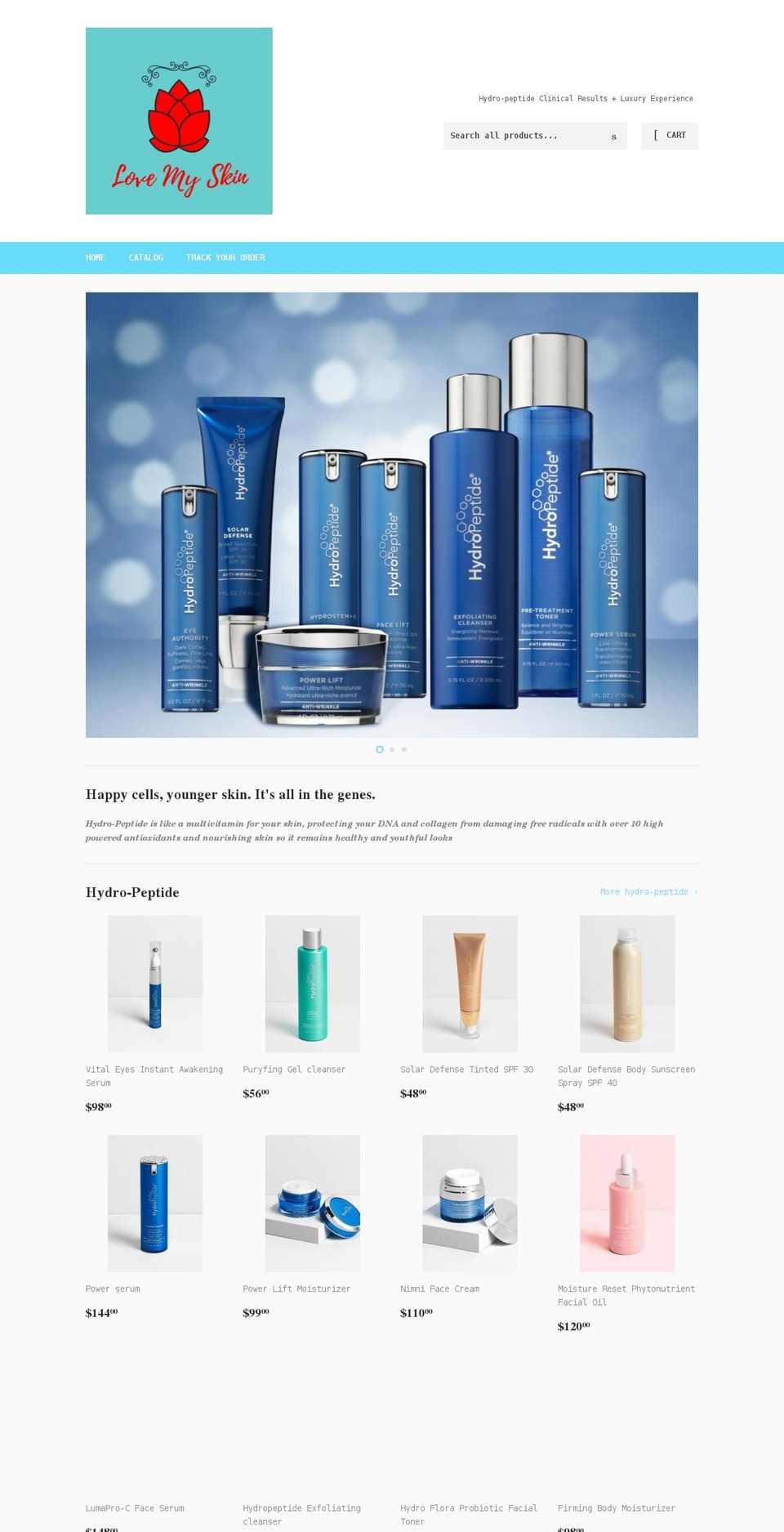 lovemyskin.net shopify website screenshot
