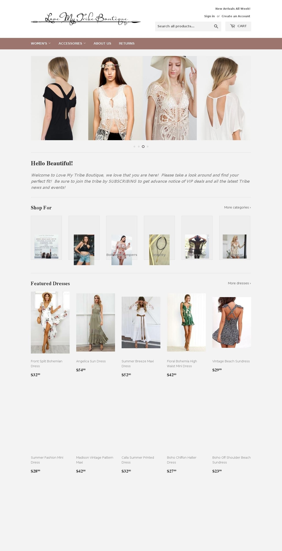 lovemytribeboutique.com — Shopify storefront screenshot