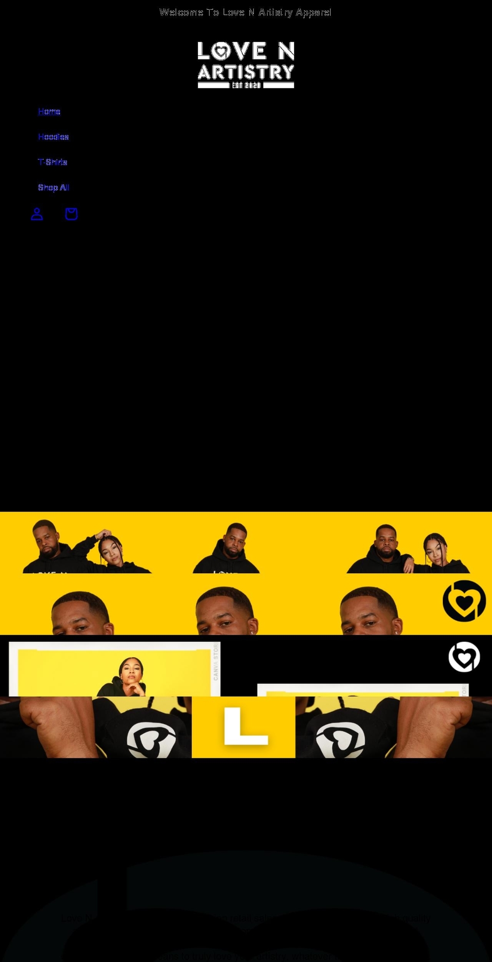 lovenartistry.com shopify website screenshot