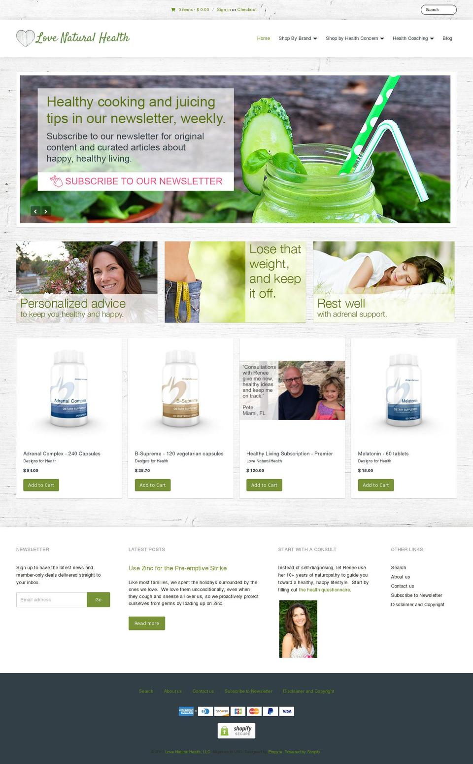 lovenaturalhealth.net shopify website screenshot