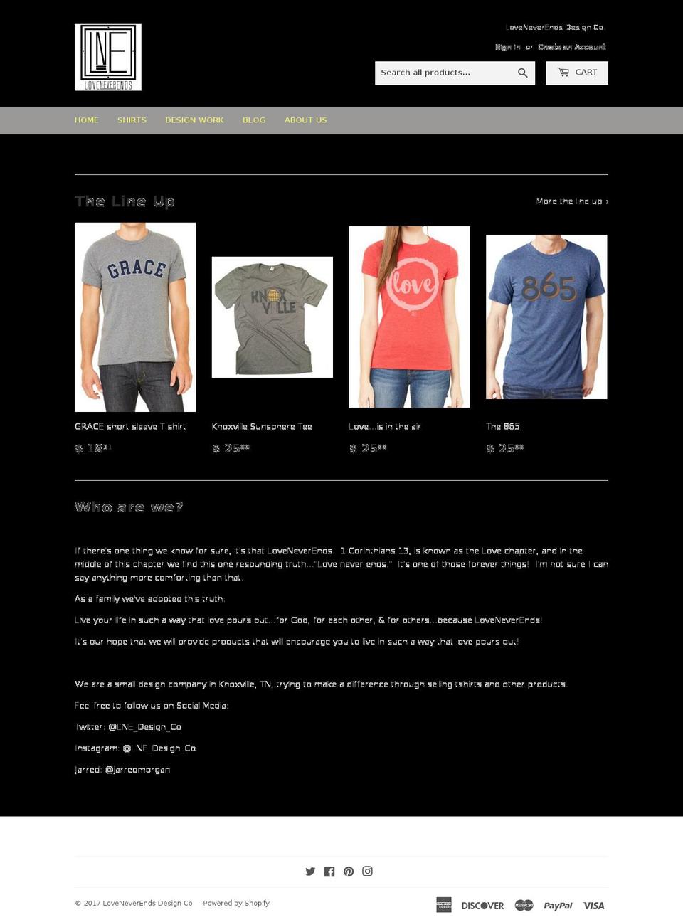 loveneverendsdesignco.com shopify website screenshot