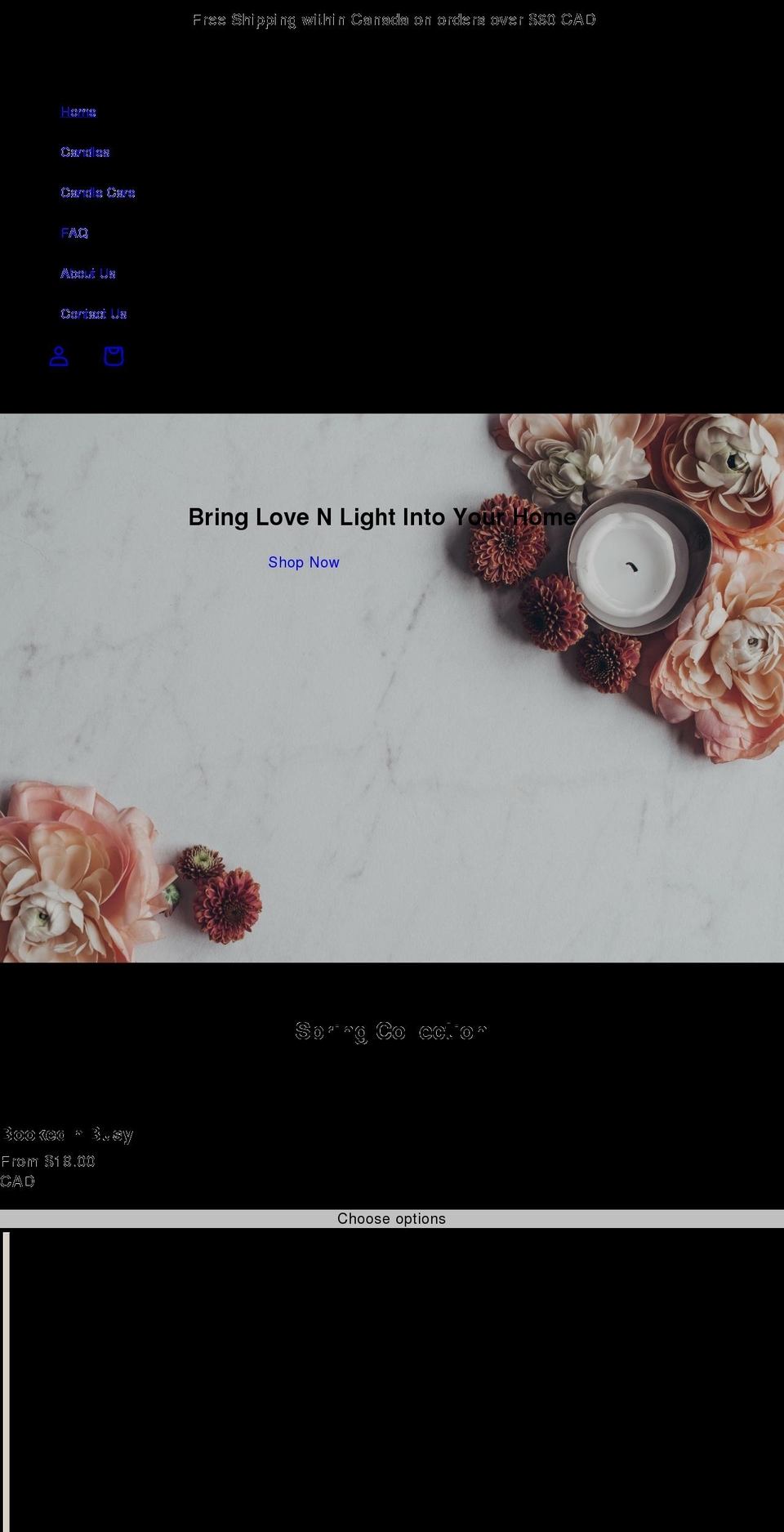 lovenlightcandle.com shopify website screenshot